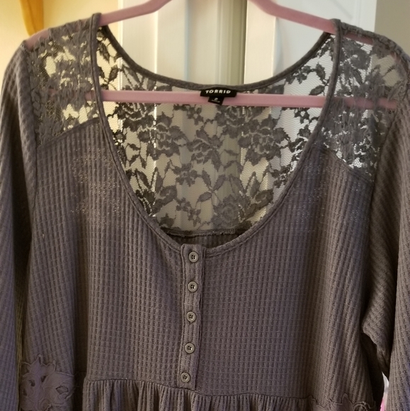 Waffle knit babydoll shirt